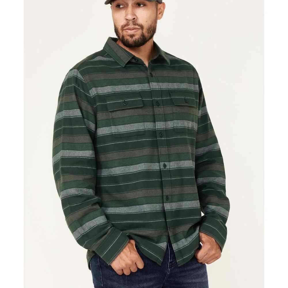 Green Striped Button-Up Shirt